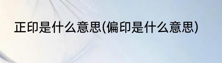 正印是什么意思(偏印是什么意思)