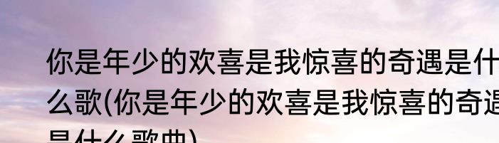 你是年少的欢喜是我惊喜的奇遇是什么歌(你是年少的欢喜是我惊喜的奇遇是什么歌曲)
