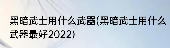 黑暗武士用什么武器(黑暗武士用什么武器最好2022)