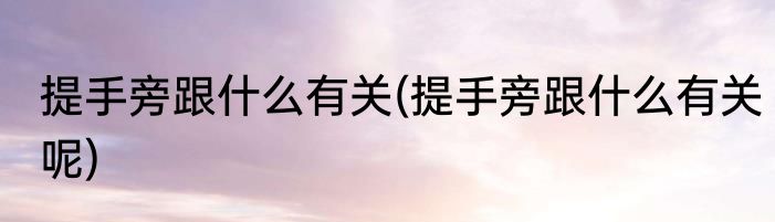 提手旁跟什么有关(提手旁跟什么有关呢)