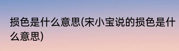 损色是什么意思(宋小宝说的损色是什么意思)