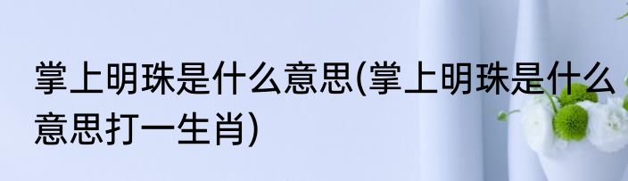 掌上明珠是什么意思(掌上明珠是什么意思打一生肖)
