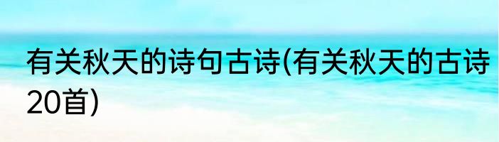 有关秋天的诗句古诗(有关秋天的古诗20首)