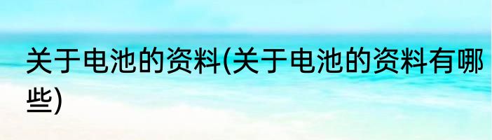 关于电池的资料(关于电池的资料有哪些)