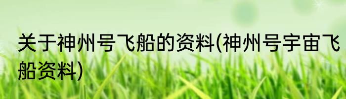 关于神州号飞船的资料(神州号宇宙飞船资料)
