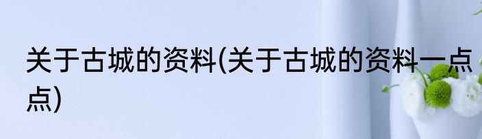 关于古城的资料(关于古城的资料一点点)