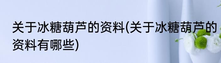 关于冰糖葫芦的资料(关于冰糖葫芦的资料有哪些)