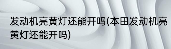 发动机亮黄灯还能开吗(本田发动机亮黄灯还能开吗)