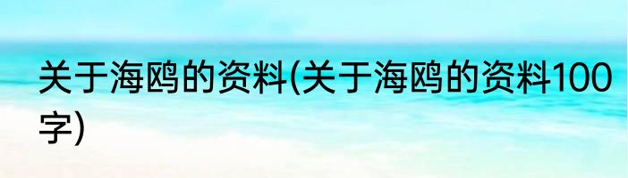 关于海鸥的资料(关于海鸥的资料100字)