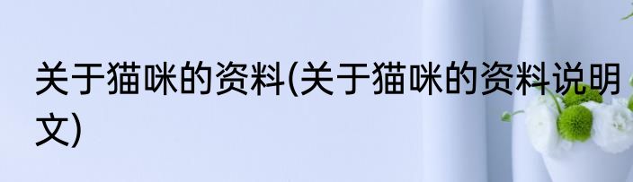 关于猫咪的资料(关于猫咪的资料说明文)