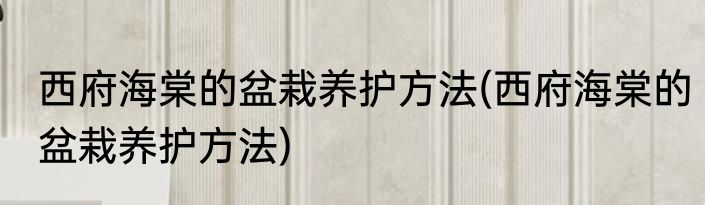 西府海棠的盆栽养护方法(西府海棠的盆栽养护方法)