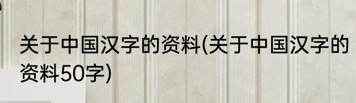 关于中国汉字的资料(关于中国汉字的资料50字)