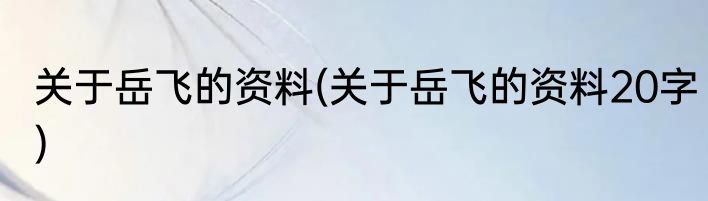 关于岳飞的资料(关于岳飞的资料20字)