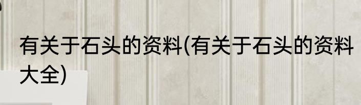 有关于石头的资料(有关于石头的资料大全)