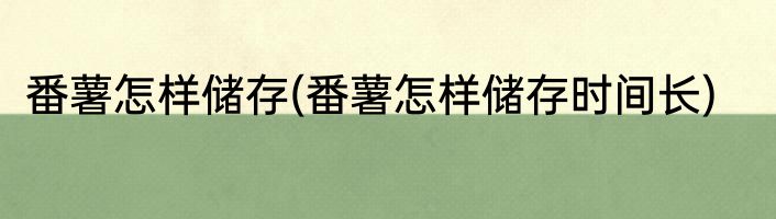 番薯怎样储存(番薯怎样储存时间长)