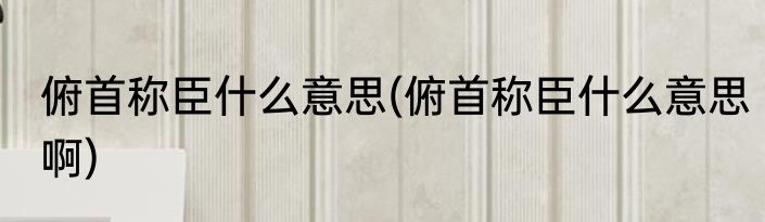 俯首称臣什么意思(俯首称臣什么意思啊)