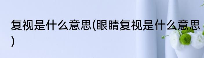 复视是什么意思(眼睛复视是什么意思)