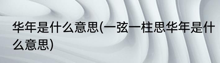 华年是什么意思(一弦一柱思华年是什么意思)