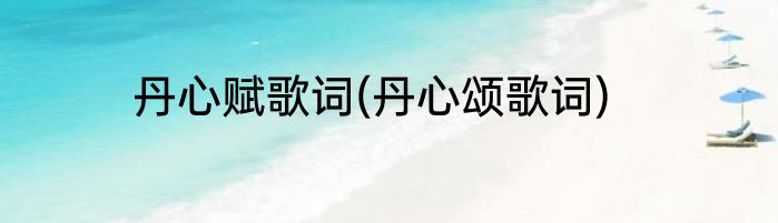 丹心赋歌词(丹心颂歌词)