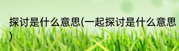 探讨是什么意思(一起探讨是什么意思)