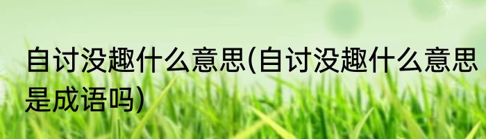 自讨没趣什么意思(自讨没趣什么意思是成语吗)