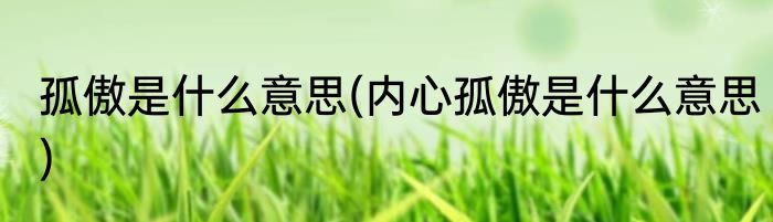 孤傲是什么意思(内心孤傲是什么意思)