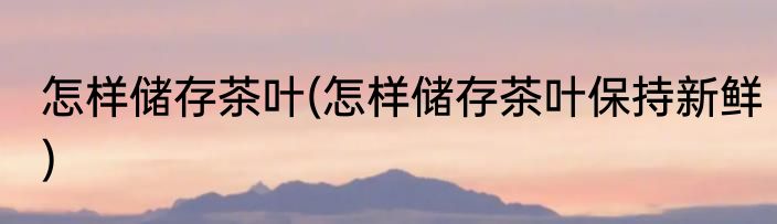 怎样储存茶叶(怎样储存茶叶保持新鲜)