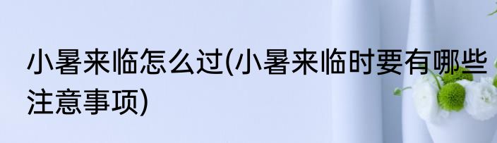 小暑来临怎么过(小暑来临时要有哪些注意事项)