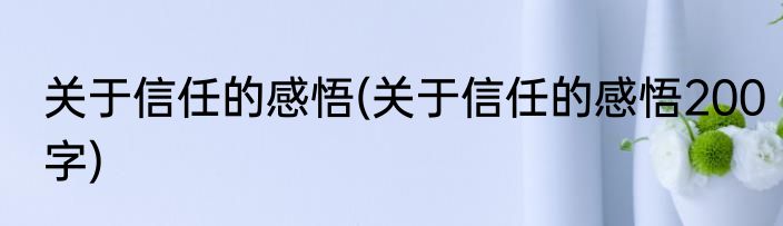 关于信任的感悟(关于信任的感悟200字)
