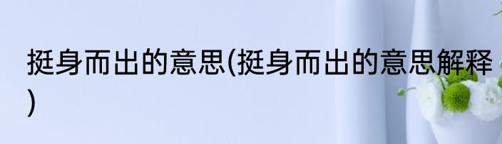 挺身而出的意思(挺身而出的意思解释)