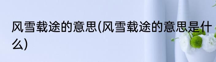风雪载途的意思(风雪载途的意思是什么)