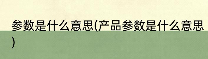 参数是什么意思(产品参数是什么意思)
