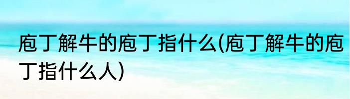 庖丁解牛的庖丁指什么(庖丁解牛的庖丁指什么人)