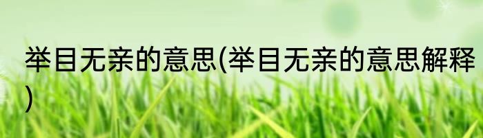 举目无亲的意思(举目无亲的意思解释)