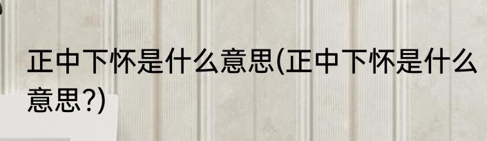 正中下怀是什么意思(正中下怀是什么意思?)