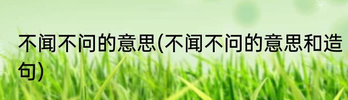 不闻不问的意思(不闻不问的意思和造句)