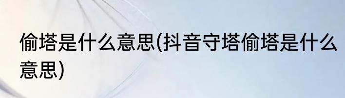 偷塔是什么意思(抖音守塔偷塔是什么意思)