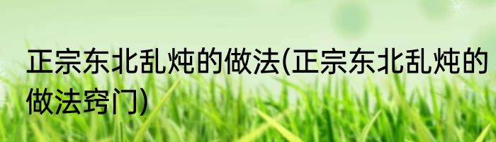 正宗东北乱炖的做法(正宗东北乱炖的做法窍门)