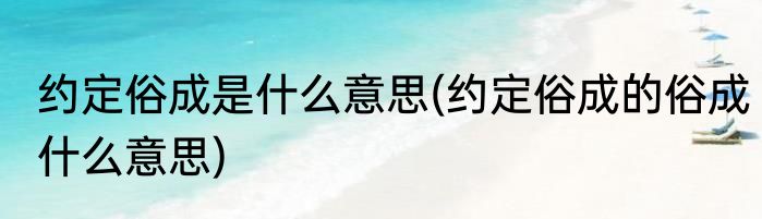 约定俗成是什么意思(约定俗成的俗成什么意思)