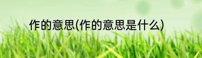 作的意思(作的意思是什么)