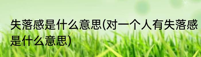失落感是什么意思(对一个人有失落感是什么意思)