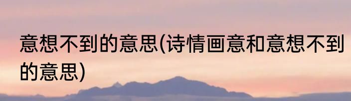 意想不到的意思(诗情画意和意想不到的意思)