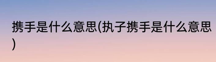 携手是什么意思(执子携手是什么意思)