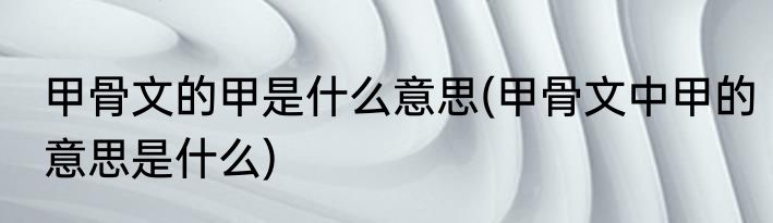 甲骨文的甲是什么意思(甲骨文中甲的意思是什么)