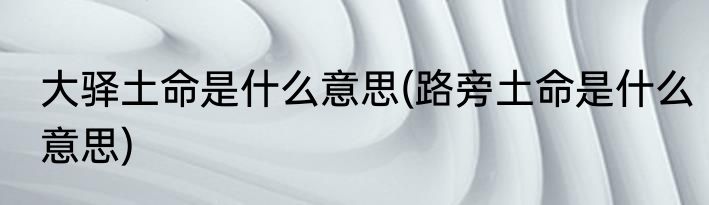 大驿土命是什么意思(路旁土命是什么意思)