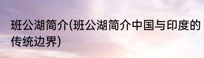 班公湖简介(班公湖简介中国与印度的传统边界)