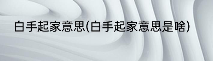 白手起家意思(白手起家意思是啥)