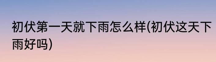 初伏第一天就下雨怎么样(初伏这天下雨好吗)