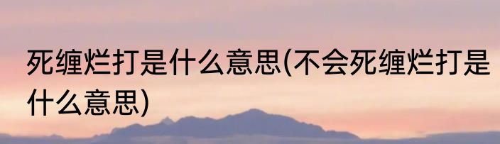 死缠烂打是什么意思(不会死缠烂打是什么意思)
