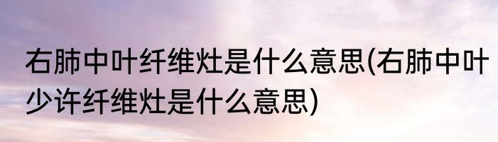 右肺中叶纤维灶是什么意思(右肺中叶少许纤维灶是什么意思)